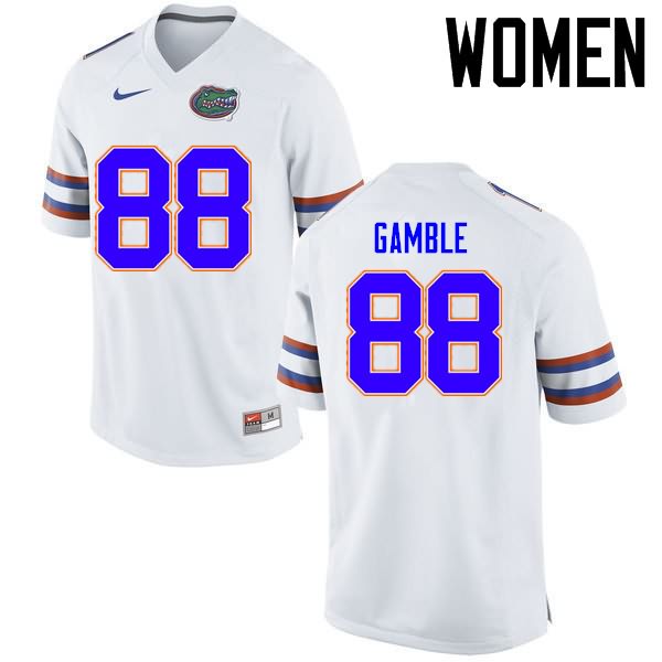 NCAA Florida Gators Kemore Gamble Women's #88 Nike White Stitched Authentic College Football Jersey FRI8164TJ